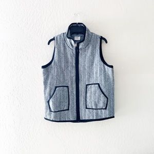 Etwo Herringbone‎ Black & White Zipup Lined Vest